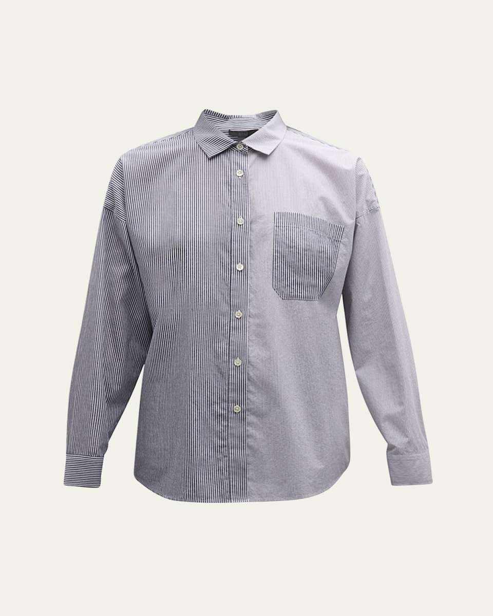 Mixed Stripe Shirting Boyfriend Shirt